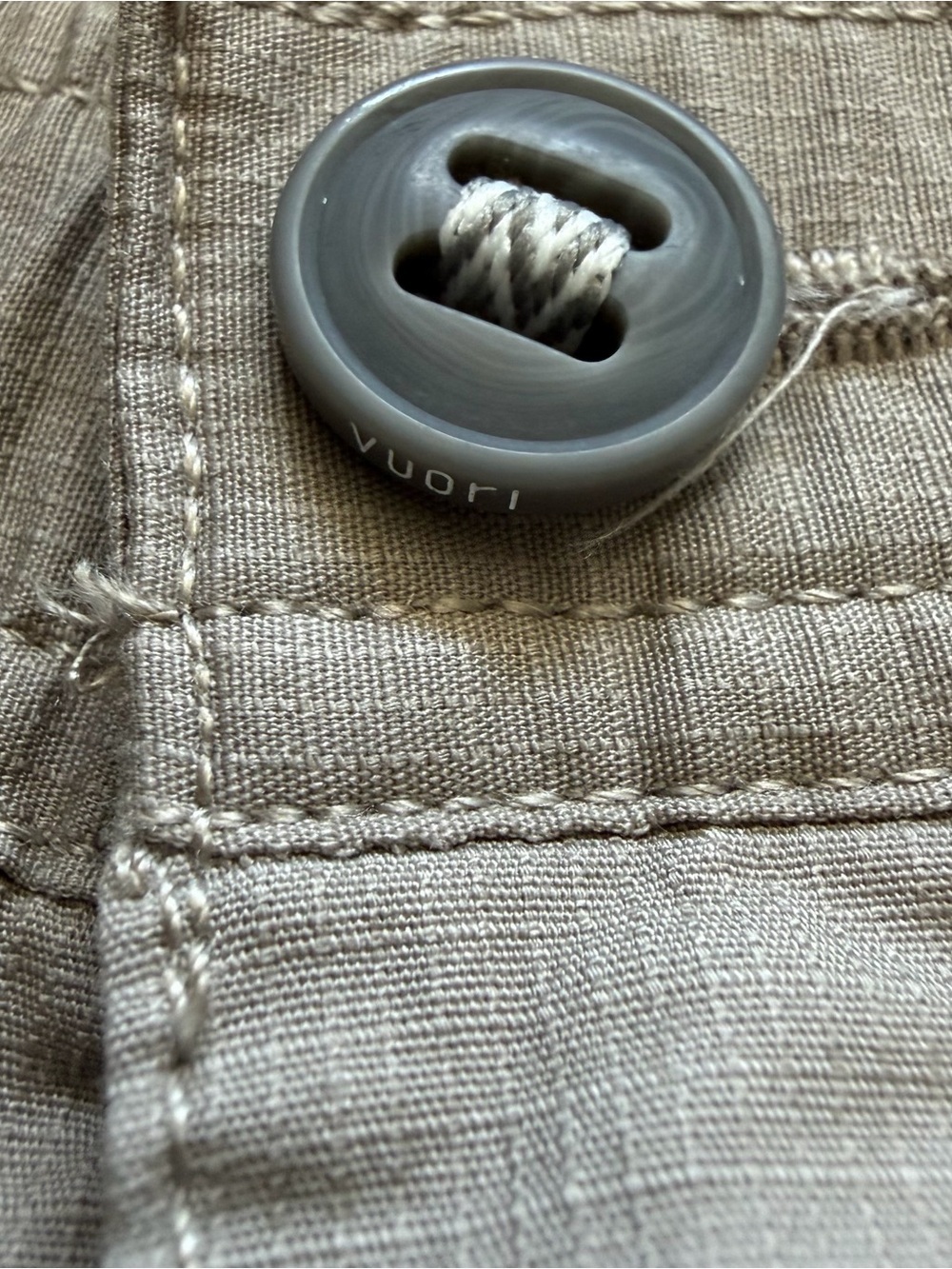 Vuori Ripstop Shorts in a sesame beige color, featuring elastic drawstring waist - Picture 6 of 12